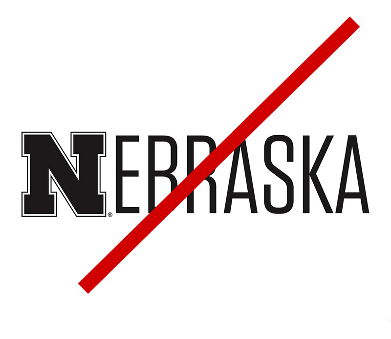 Example of not spelling out Nebraska with logo