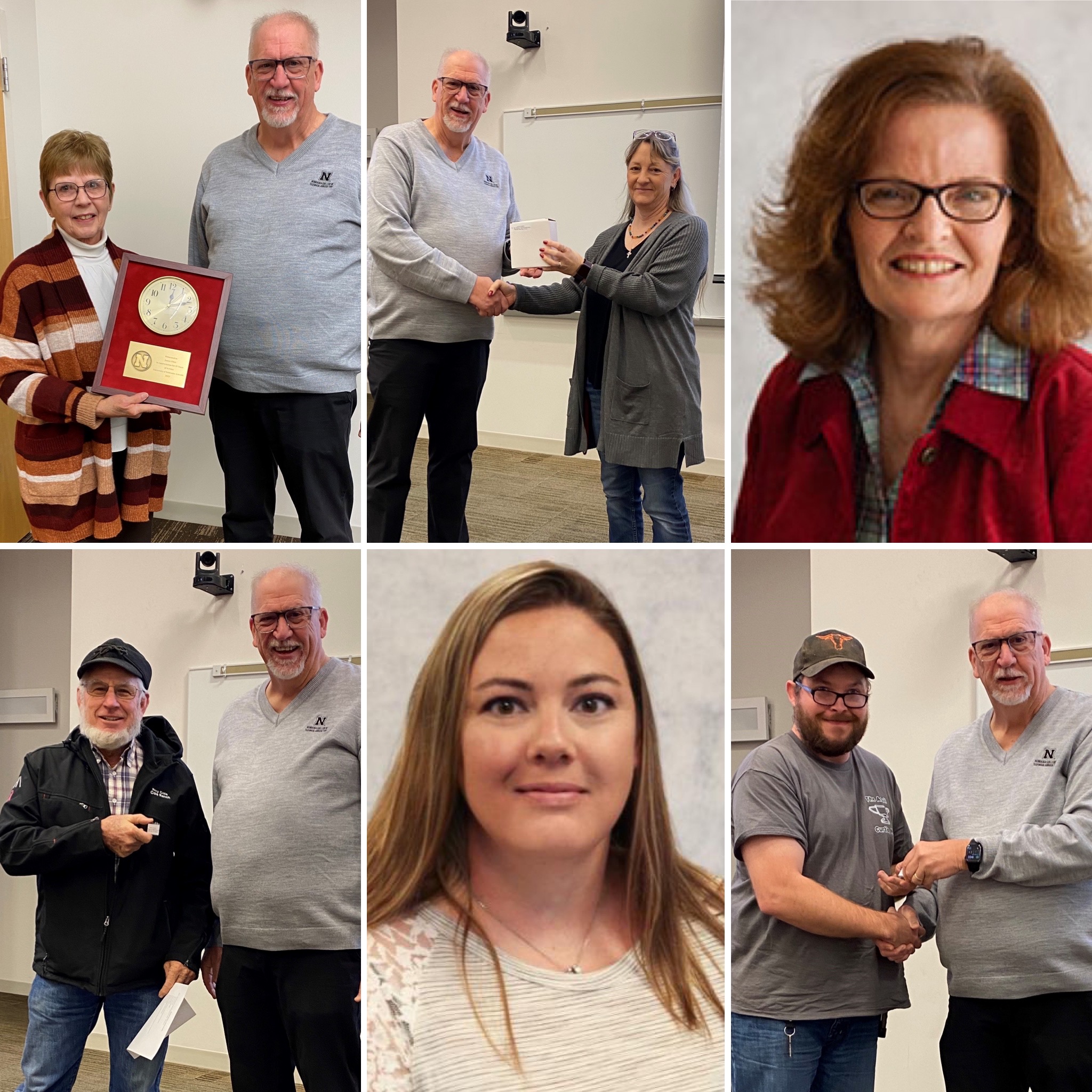 NCTA employees recognized for years of service (from top L - R): Jan Price, Laura Romeo, Jan Gilbert, Roy Cole, Randi Houghtelling, and Anthony Gardner.