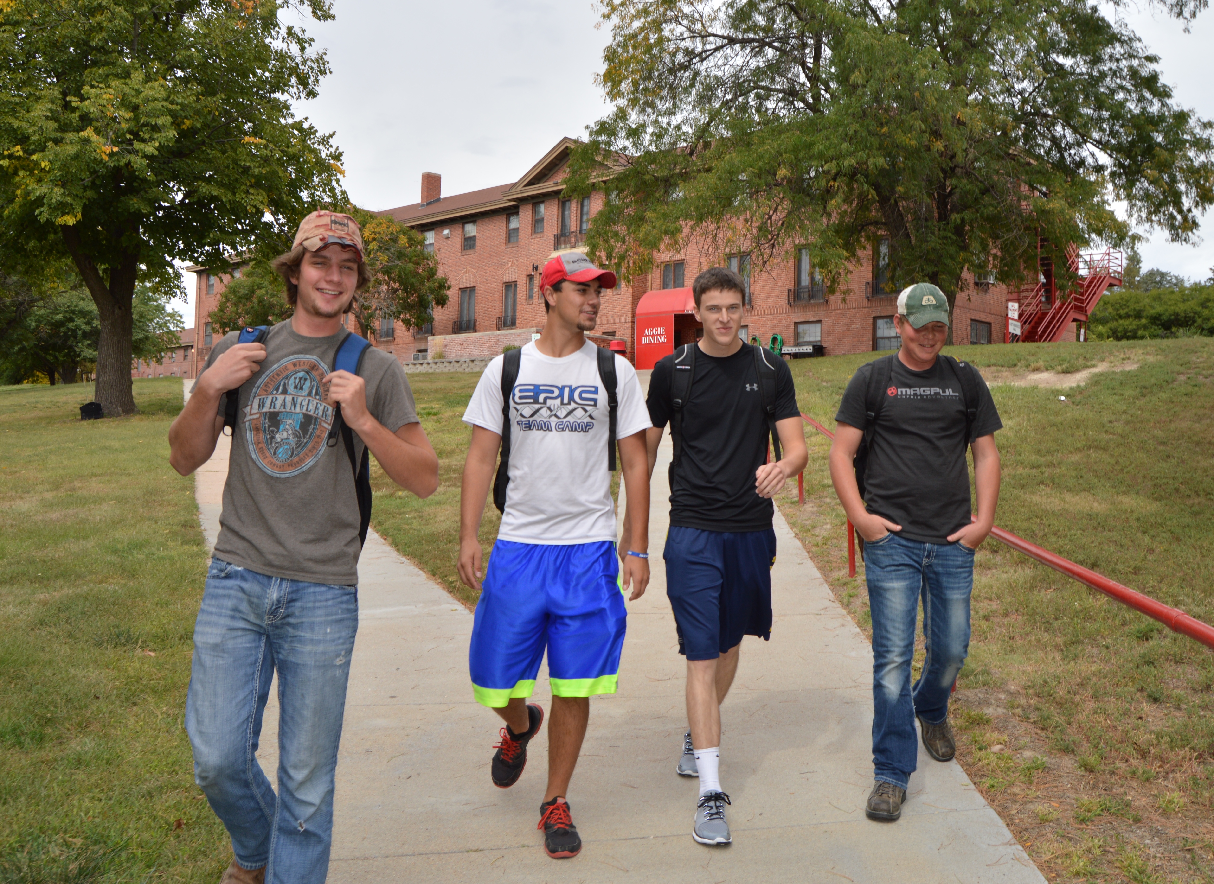 NCTA students walk to economics class at Ag Hall. (Crawford/NCTA News)