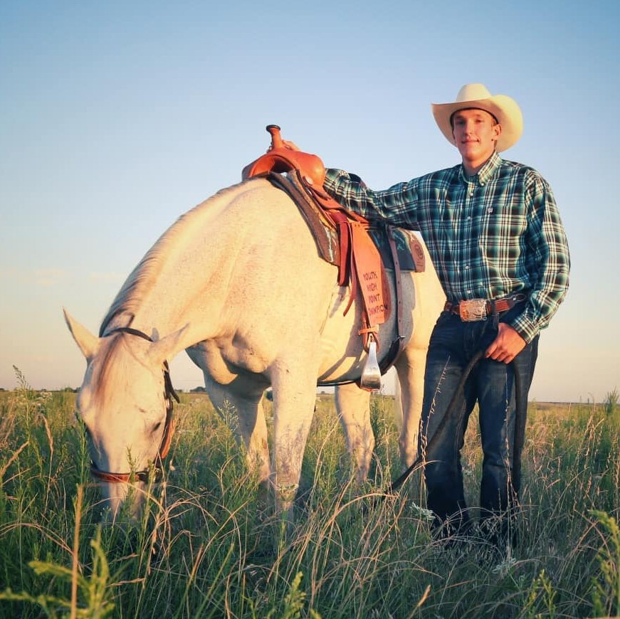 NCTA Aggie Cauy Bennett of Elwood and his mare, Lena. They compete with the NCTA Ranch Horse Team. (Courtesy photo)