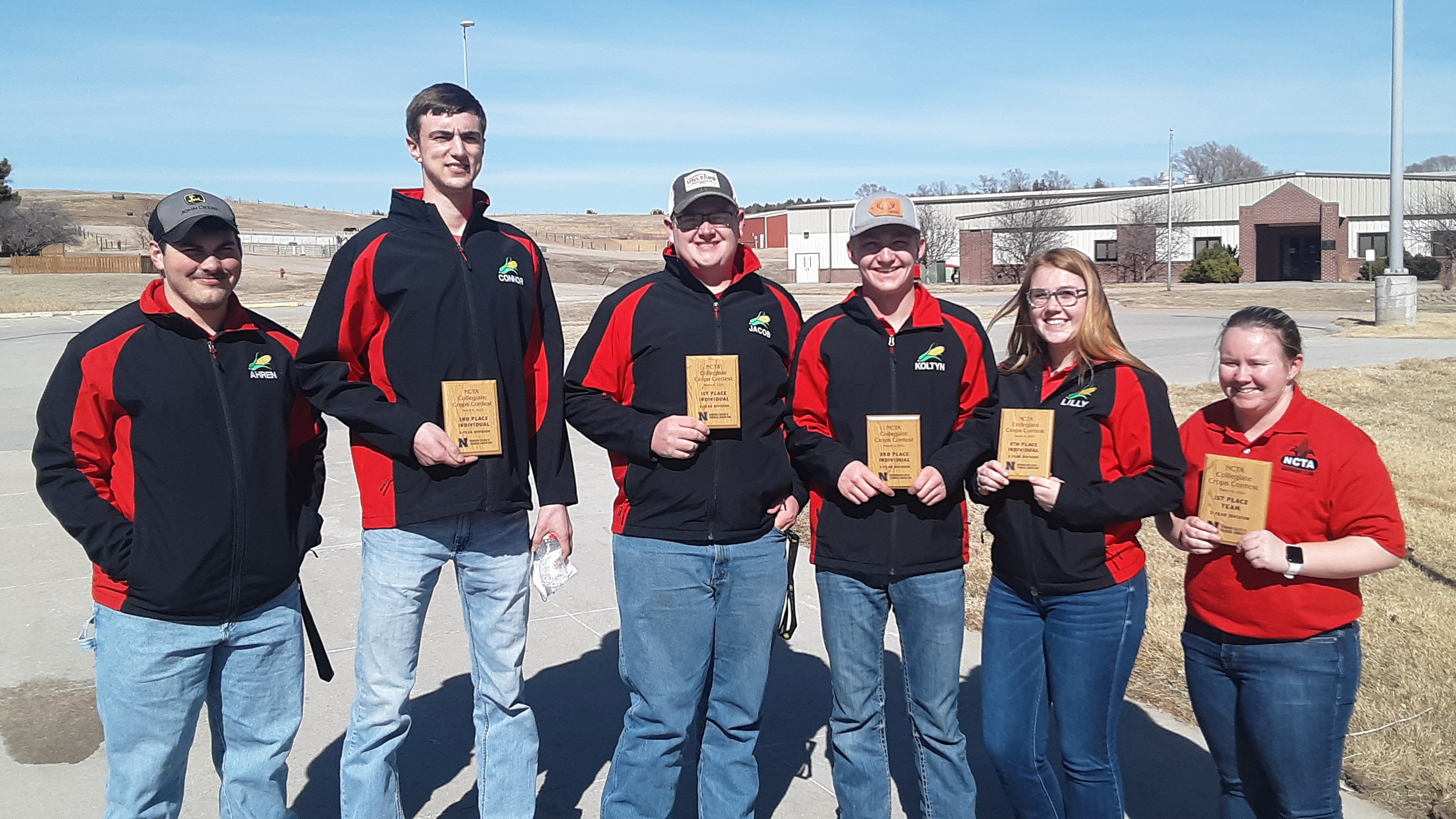 Aggie Crops Judging students who competed in a March contest at the Nebraska College of Technical Agriculture are, from left, Ahren Marburger of Malvern, Iowa; Connor Nolan, Lynch; Jacob Jenkins, Mitchell; Koltyn Forbes, Wood River; Lilly Calkins, Palmyra; and Allison Wilkens, Gibbon. The Aggie team won first place among 2-year schools. (Brad Ramsdale / NCTA Photo)