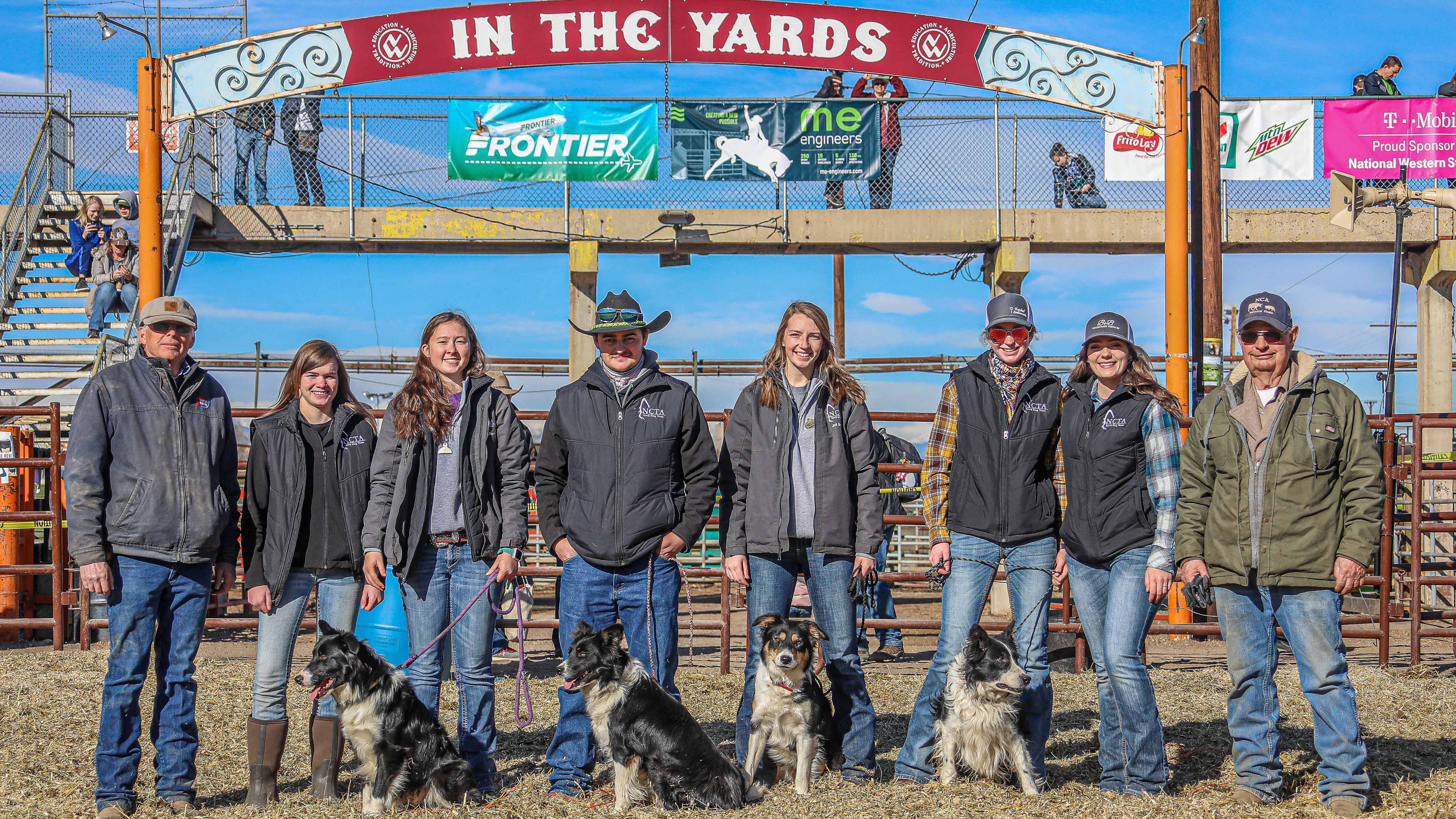 The NCTA Stock Dog Team will pay tribute to two of their mentors. Kelly Popp, left, and Eddie Merritt, right, recently passed away. The coaches volunteered for more than 10 years to mentor NCTA dog handlers, as shown at the 2020 National Western Stock Show in Denver.  (Photo by XP Photography for NCTA)