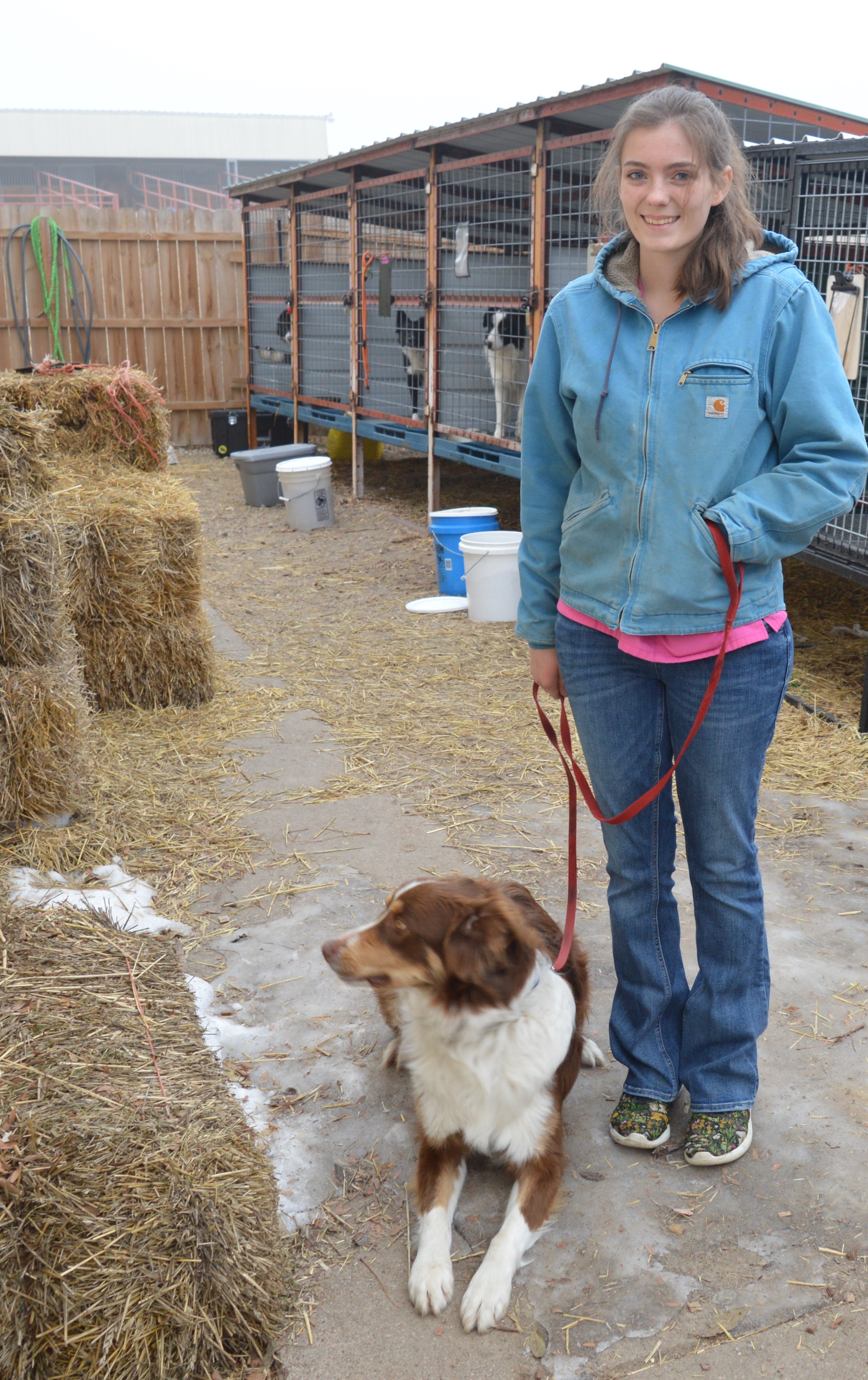 Emily Hubbell of Lexington is a member of the NCTA Stock Dog Club and boards Kota at the campus dog kennel. (Angela Crouse photo for NCTA News) 