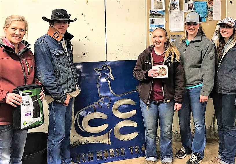 Coach Jo Hergenreder, at left, with NCTA students Damian Wellman, Madisyn Cutler, Huntra Christensen and Nicole Ackland. Not pictured is Quentin Anderson. (NCTA Ranch Horse Team)
