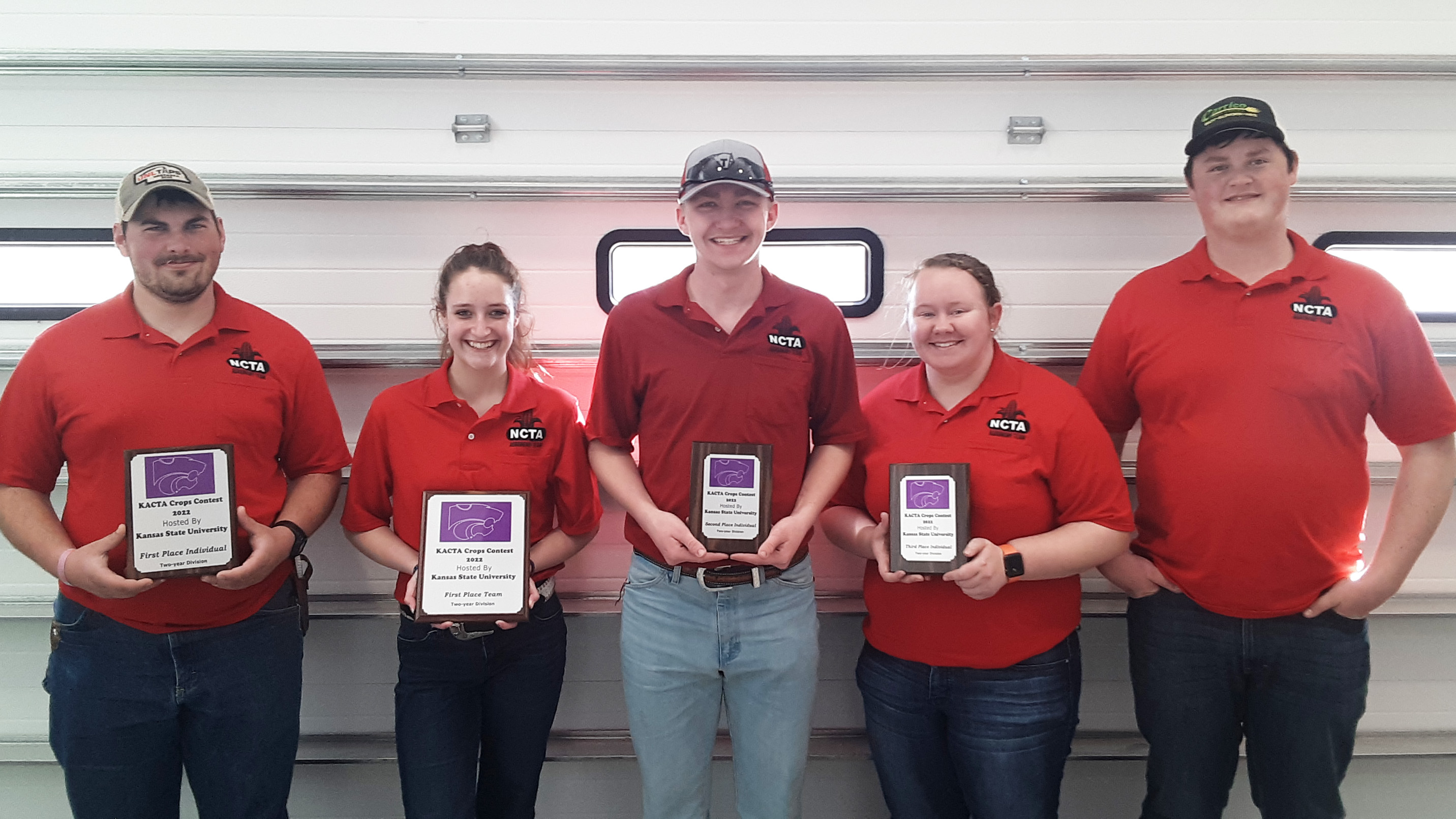 The Nebraska College of Technical Agriculture Crops Judging Team won Top 2-year College at Kansas State University’s contest on Saturday. From left, Ahren Marburger, first; Codi LaBorde, Koltyn Forbes, second; Allison Wilkens, third; and Garrett Thielen. (Photos by B. Ramsdale / NCTA)