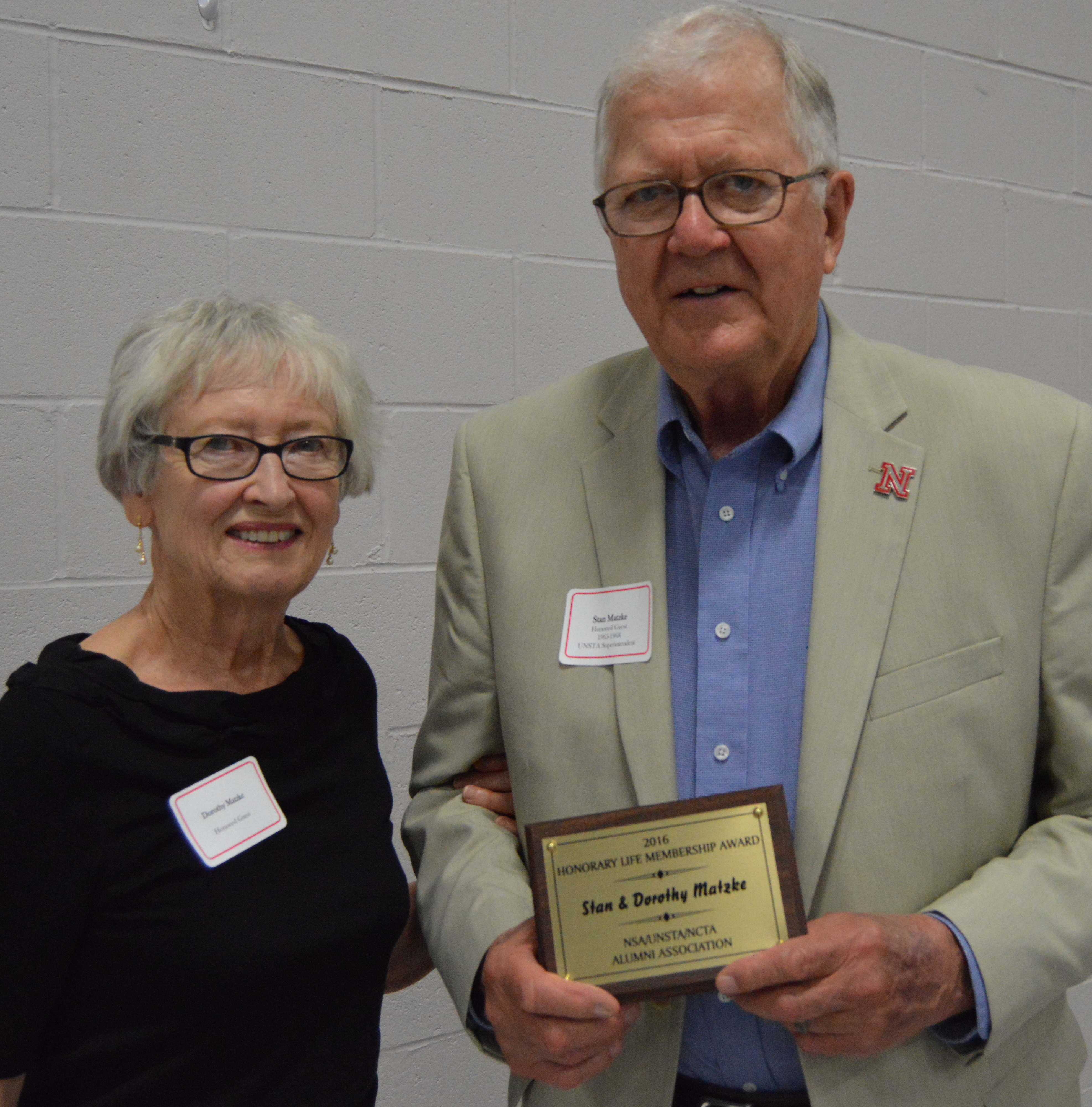 The Aggie Alumni presented Dorothy and Stan Matzke with an Honorary Lifetime Membership in 2016. (Crawford/NCTA photo)