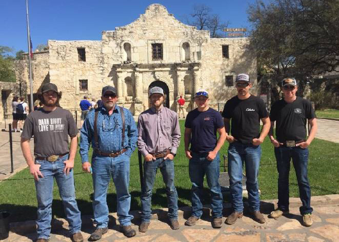 The NCTA Shotgun Sports Team at the Alamo in Austin after competing in National Clay Target Championships in Texas. (R. Taylor / NCTA)