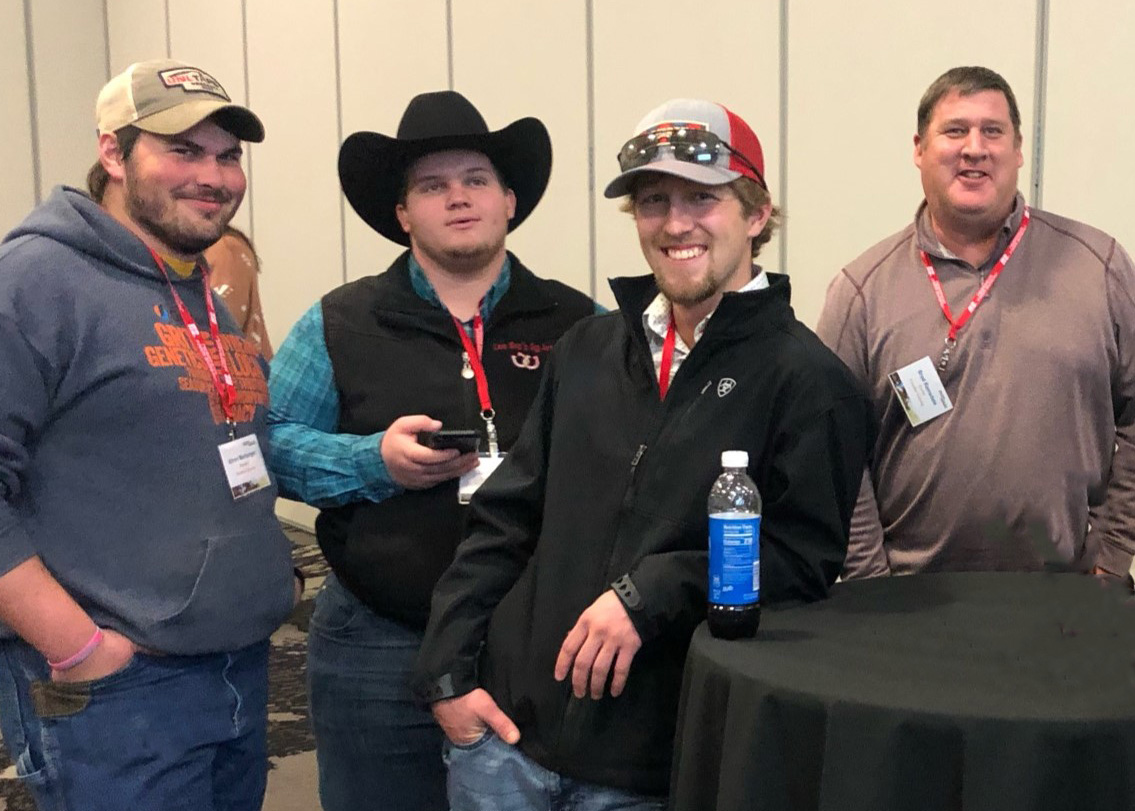 The Nebraska College of Technical Agriculture was represented at the 2022 Young Farmer and Rancher Conference by (from left) Ahren Marburger, James Lee, Kamren Sitzman and Agronomy Professor Brad Ramsdale. (Nebraska Farm Bureau courtesy photo)