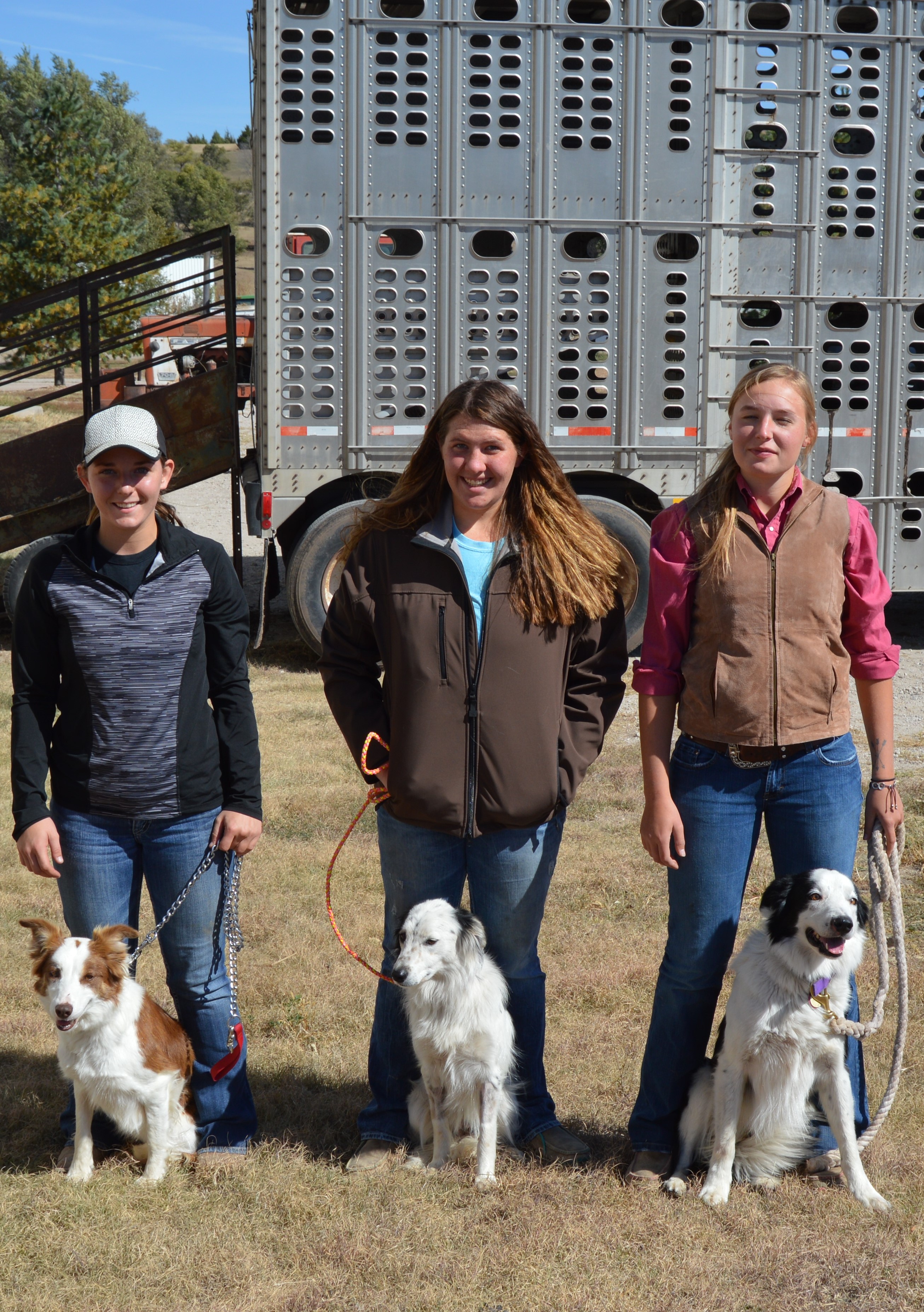 NCTA stock dog students include from left, Kayla Reynolds, Litchfield; Brooke Blowers, Arnold, and Sydney Boden, Ord. (Tilford/NCTA News)