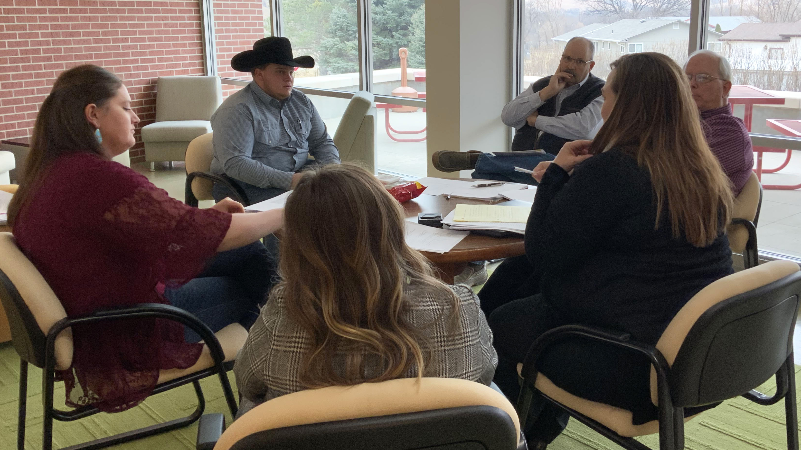 Students discuss NCTA’s Strategic Plan with industry partners and stakeholders last month at the Nebraska Agriculture Industry Education Center on campus. (Andela Taylor / NCTA)