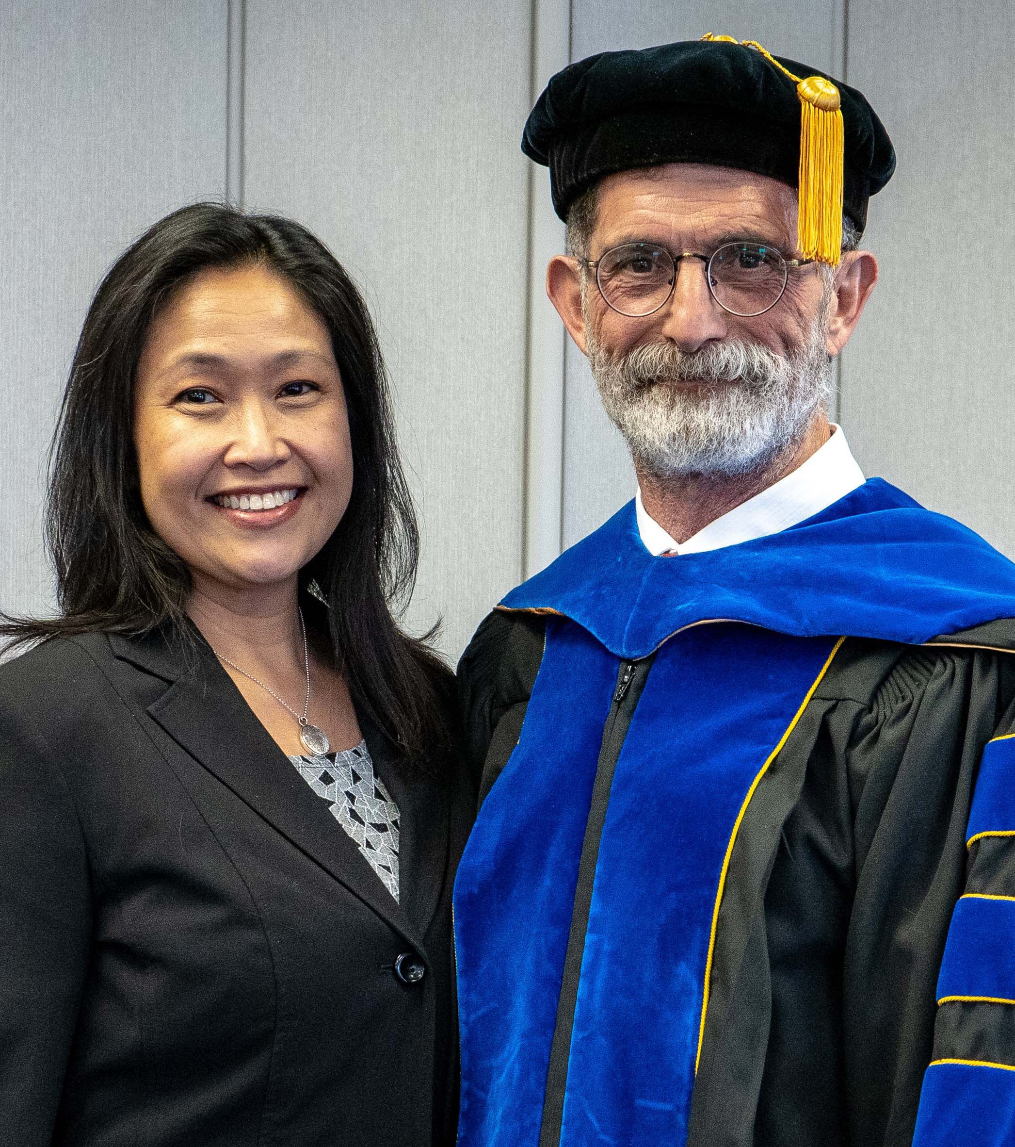 Jessica and NCTA Dean Ron Rosati, photographed at the NCTA graduation on May 2, will be honored at a farewell reception on Monday. (NCTA Photo)