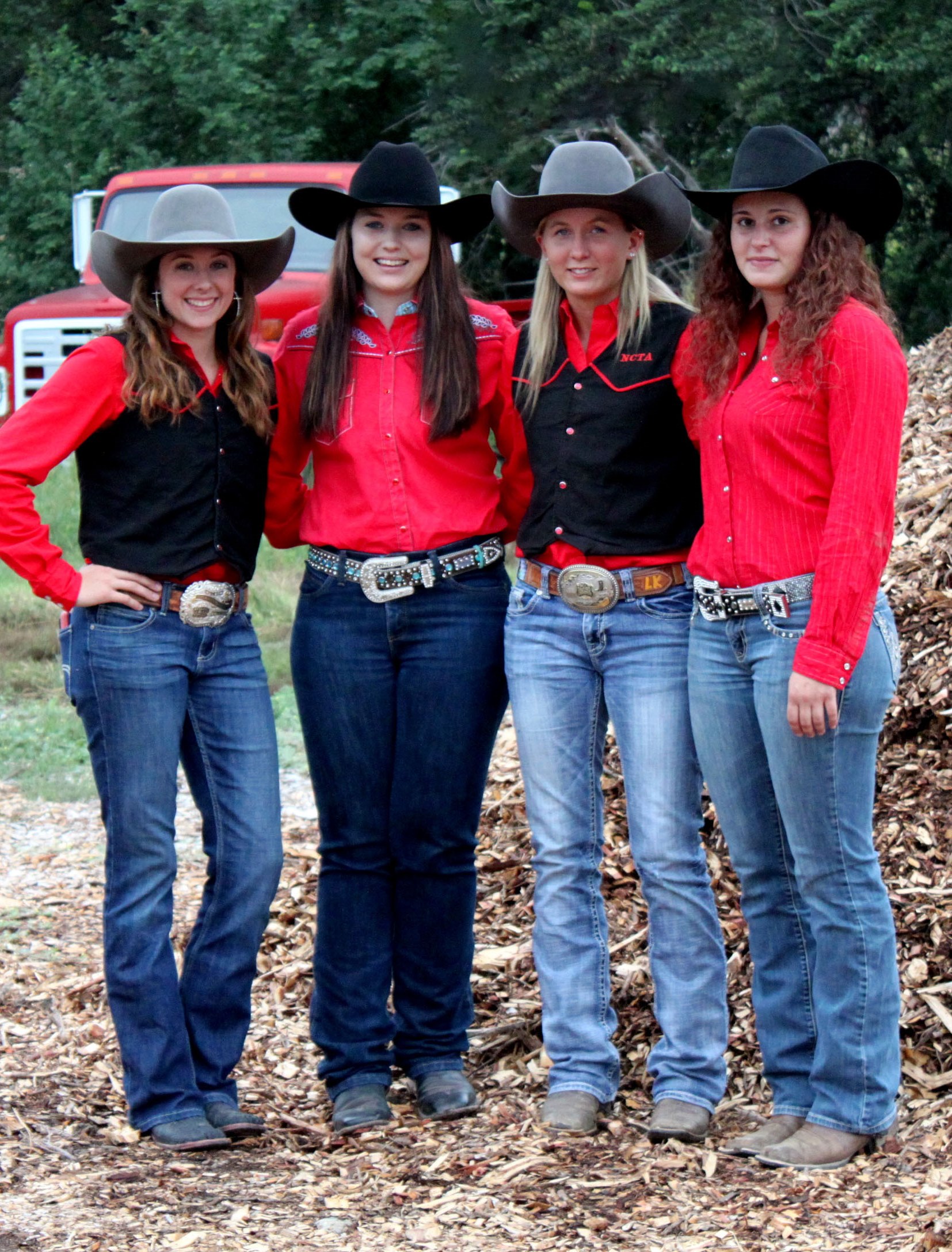 NCTA Aggie Women’s Rodeo Team is in third place of the Great Plains intercollegiate region. Members are Tara Spatz, Trotwood, Ohio; Tryssta Duval, Max; Lexus Kelsch, McLaughlin, S.D., and Erica Mowery, Middleburg, Penn.  (Tori Rossenbach photo)