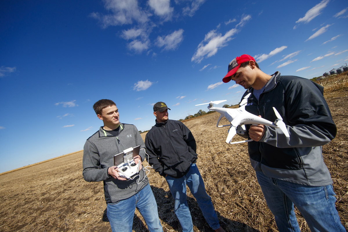  Single rate tuition begins Fall, 2017 for all NCTA students. Here, agronomy students are using an Unmanned Aerial System in crop management courses. (Craig Chandler / University Communication)
