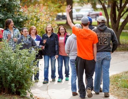 NCTA students greet visitors to campus during tours and Discovery Days. (Chandler / University Communication)