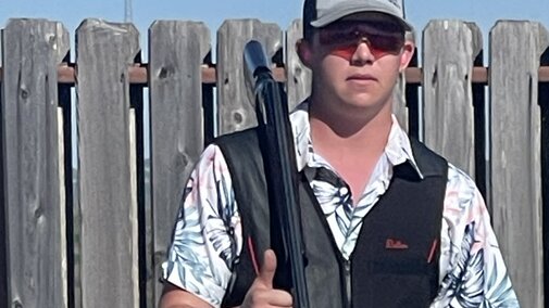 NCTA Student, Dalton, preparing for Shotgun teams competition. 