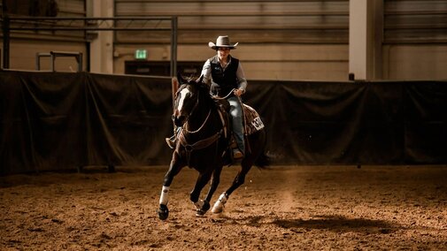NCTA student competing at a ranch horse team event. 