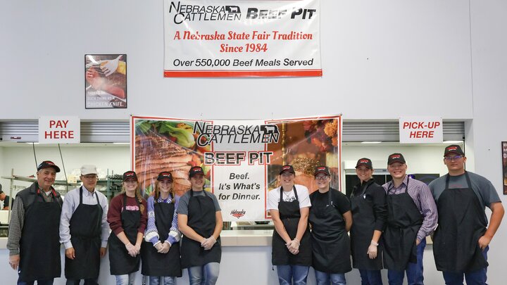 NCTA representatives serving at the Nebraska Cattlemen's Beef Pit at the Nebraska State Fair in Grand Island. 