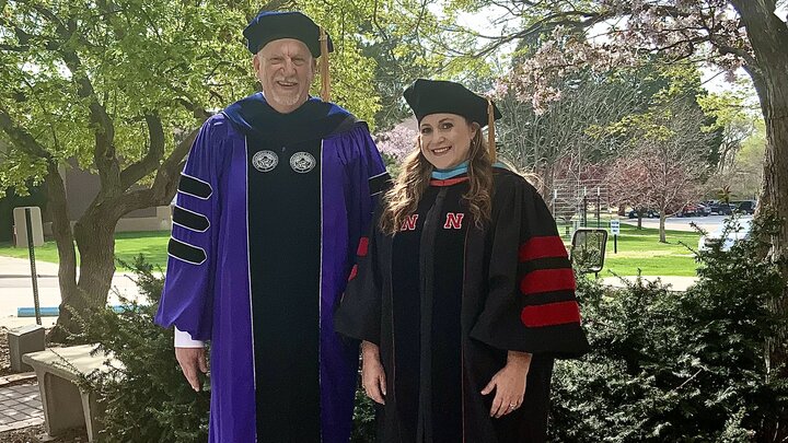 Dean Larry Gossen, Ph.D. and Associate Dean Jennifer McConville, Ed.D. celebrate student success and support their goals.