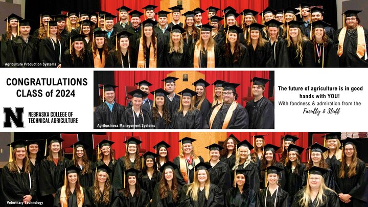 NCTA graduates in Agriculture Production Systems, Agribusiness Management, and Veterinary Technology.
