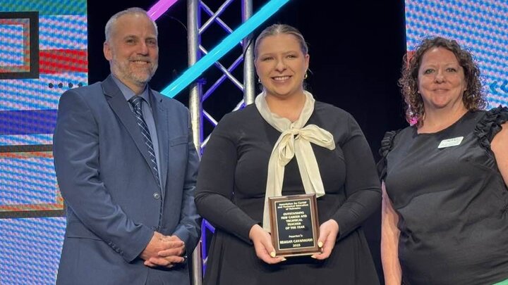 Reagan Cavanaugh receives the ACTEN award for New Teacher of the Year at the NCE Conference in Kearney. 