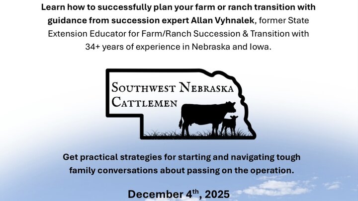 Information about the Farm & Ranch Succession educational event on December 4 to be held at NCTA in Curtis.