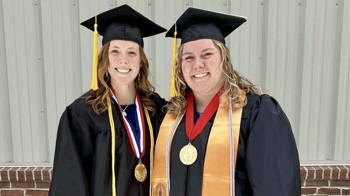 From left: Class of 2024 Valedictorian Taylor Wilson, Hastings, and Salutatorian Allison Lofton, Lodgepole, led the honored students. 