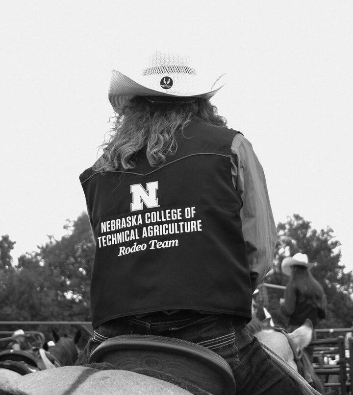 NCTA student with Rodeo Vest showing school logo