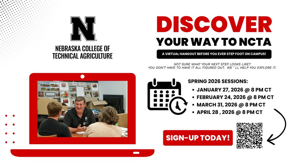 Graphic showing Discover Your Way to NCTA virtual open house information and dates. 