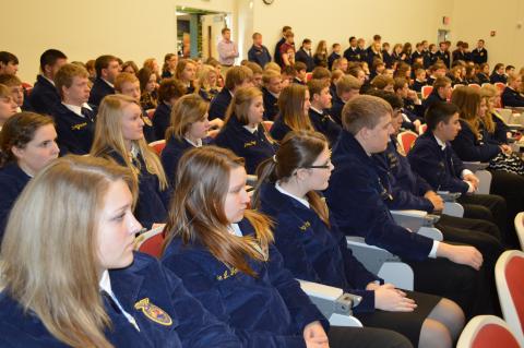 FFA students who competed in district career development events at NCTA attend an awards ceremony at the Nebraska Agriculture Industry Education Center, (NCTA photo) 