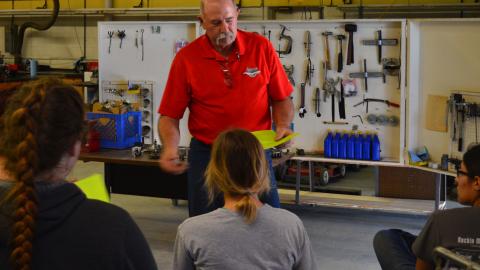 Dan Stehlik, agricultural mechanics instructor at the Nebraska College of Technical Agriculture, teaches a college class in 2018. A boot camp for instructors will be July 6-8. (Photo by M. Crawford / NCTA) 