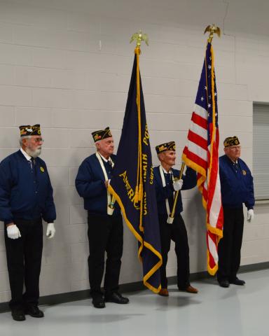 Members of the Curtis American Legion Post #95 present the colors at NCTA’s graduation in May of 2018.  (Crawford / NCTA photo)