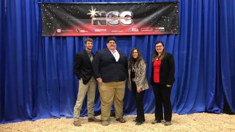 Sophomore livestock judging students at the Nebraska College of Technical Agriculture in Curtis recently competed in two weekend contests at Valentine and Kearney. Aggie students are, from left, Avery Bermel, Jose De la Cruz, Lauren Nichols and Melody MacDonald.  (Smith / NCTA photo)