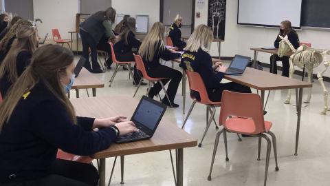 FFA members participate in Career Development Events at a Veterinary Technology classroom at NCTA in February. (E. Grote/ NCTA photo)