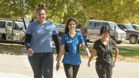 Vet Tech students stroll across campus of the Nebraska College of Technical Agriculture during a class break last year. Classes begin Monday, August 22. (George Hipple Photography / NCTA)