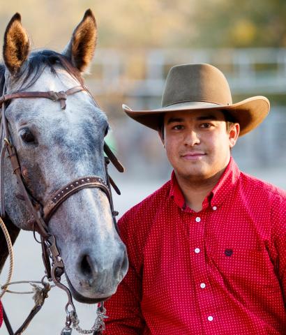 NCTA Aggie of the Month is Cash Talamantez, here with his horse, Billy. (Craig Chandler/NCTA Photo)