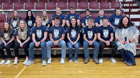 Chapter Advisor Kayla Mues, front, far right, with students from Dundy County-Stratton FFA Chapter. (Courtesy photo)