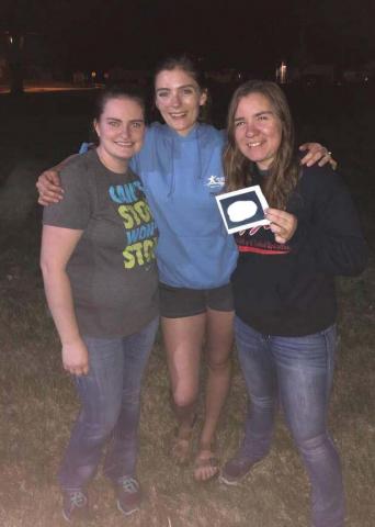 One team of NCTA students gathered 37 Easter eggs at the Women in Ag club's night-time egg hunt on April 16. (Courtesy photo)