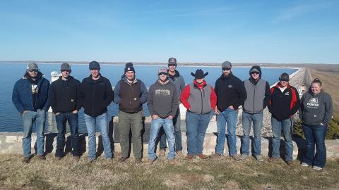 Aggie students from the Nebraska College of Technical Agriculture gather at Lake McConaughy, atop Kingsley Dam and Hydroplant for their irrigation tour. (Photo by Brad Ramsdale / NCTA)