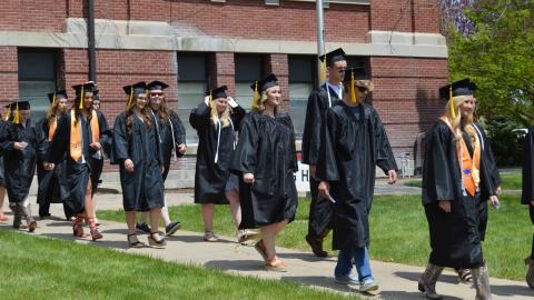The Class of 2021 processional at the Nebraska College of Technical Agriculture was at an outdoor commencement. (M. MacDonald / NCTA)