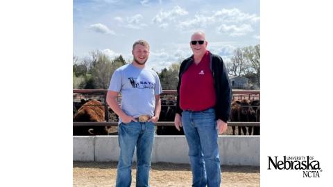 The latest Heifer Link recipient, Hadley Sayer of Wallace and Dean Larry Gossen.