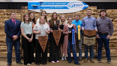 NCTA students who competed in the North American Colleges and Teachers of Agriculture Conference in Modesto, CA. (L-R) Ben Ochs, Jetmore, KS; Taylor Wilson, Hastings, NE; Emma Harms, Sterling, NE; Heidi Wilkerson, Mauriceville, TX; Dani Layland, Elk River, MN; Jozlyn Anderson, Plainview, NE; Haley Robb, Doniphan, NE; Codi LaBorde, Milliken, CO; Gavin Tremblay, Hoxie, KS; Nolan Buss, Stockton, KS; and Garrett Thielen, Dorrance, KS.