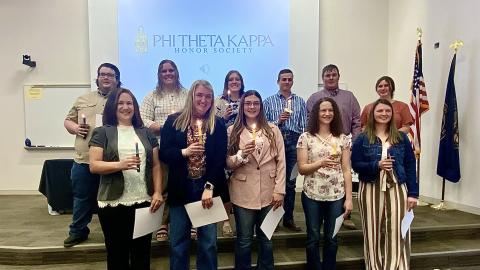 The newly inducted members of Phi Theta Kappa honor society at the Nebraska College of Technical Agriculture at the May 3rd ceremony.