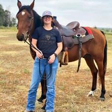 Kat Moyer with her horse, Drifter.