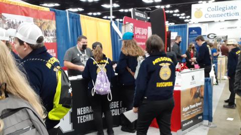 NCTA’s booth in The Collegiate Connection at National FFA Expo was a prime opportunity for conversations on agricultural careers. (Andela Taylor / NCTA photo) 