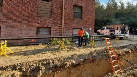 Campus upgrades at NCTA include deferred maintenance on buildings and infrastructure. Last August, construction included replacing an old, above-ground steam line and installing the new pipes underground. (Crawford / NCTA News photo)