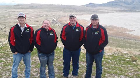 NCTA Crop Judging Team won fourth in Utah. From left, Kamren Sitzman, McCook; Allison Wilkens, Gibbon; Ahren Marburger, Malvern, Iowa; and Kaden Bryant, Firth. (Photo by Brad Ramsdale / NCTA)