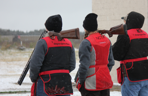 Shooting team competitors with the Nebraska College of Technical Agriculture braved cold rain, snow and wind on Oct. 14 during a match with Hastings College. (Jody Crouse photo)
