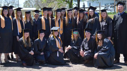 The Nebraska College of Technical Agriculture at Curtis announced the 2016 Dean’s List and Honor Roll for the fall semester.  Students who graduated from NCTA’s Veterinary Technology Division are shown here at the 2016 commencement. The graduates are now working as veterinary technicians, furthering their education in four-year degree programs, or employed in various capacities in agricultural production or animal health. (NCTA file photo)  